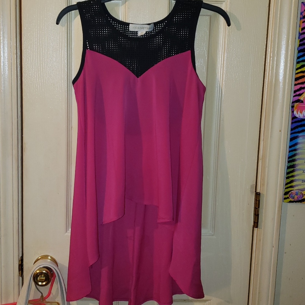 Gorgeous Raspberry high low top blouse mesh